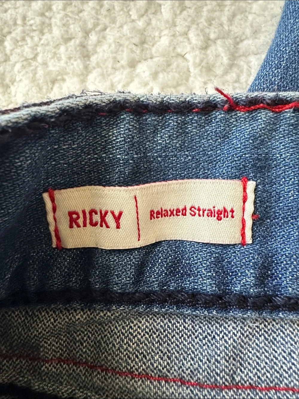 True Religion Light Blue Jeans with Contrast Back Pocket Stitching